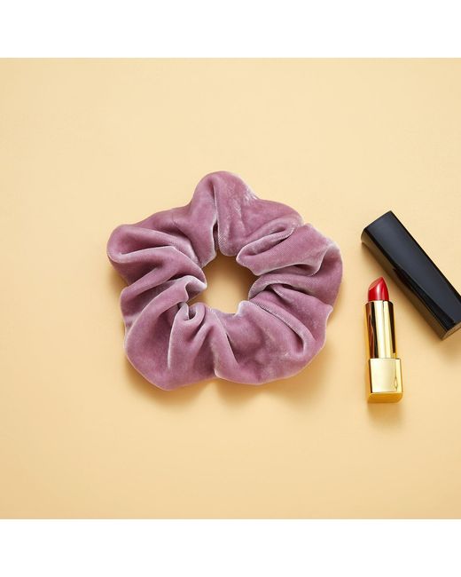 Soft Strokes Silk Purple Silk Velvet Handmade French Scrunchie Set Of Four