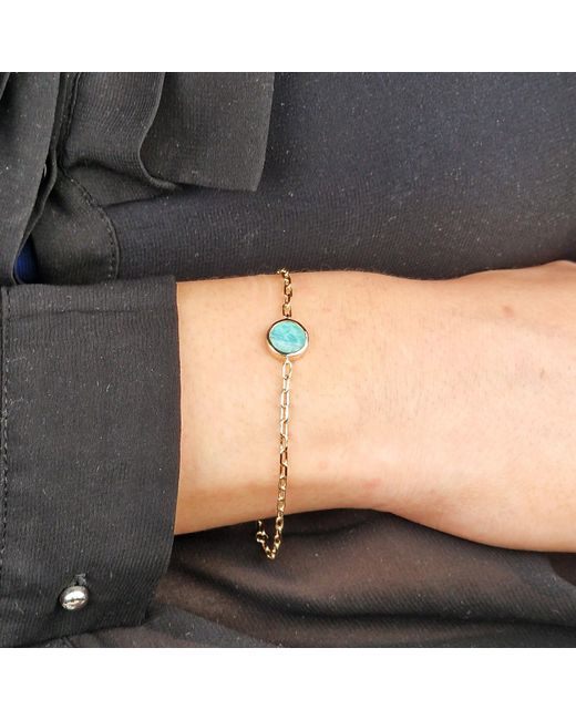 Harfi Blue Vermeil Plated Round Amazonite Bracelet
