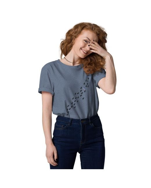 Anchor and Crew Blue Heather Ants Where's William Going? Organic Cotton T-Shirt