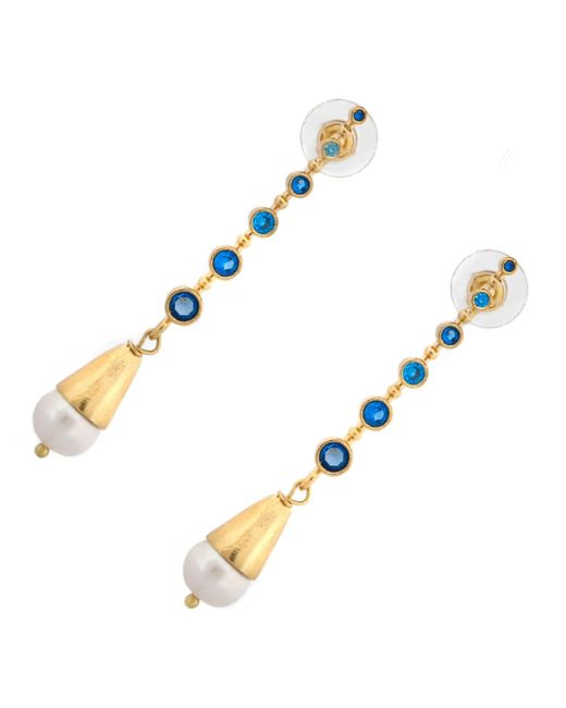 Ebru Jewelry Metallic Mystic Sky Topaz & Pearl Drop Earrings