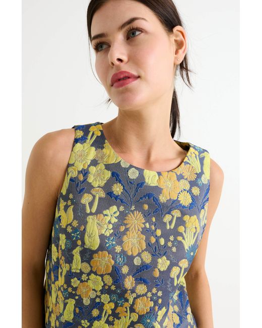 Louche Blue Mea Fairytale Jacquard Sleeveless Top