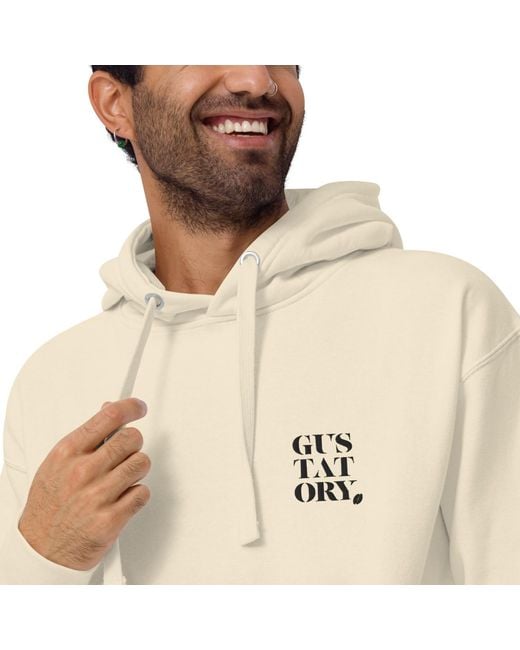 Anchor and Crew Natural Neutrals Bone Gustatory Barcelona Coffee Scene Cotton Blend Embroidered Hoodie for men