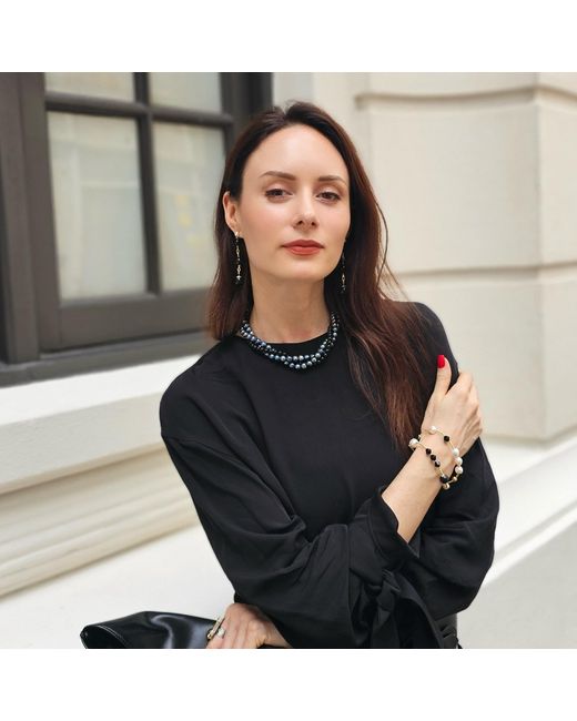 Farra White Obsidian Dangle Earrings