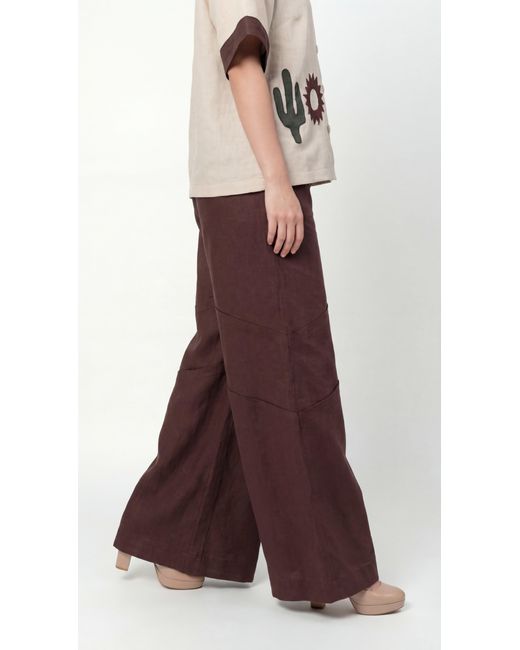 Muda Clothing Fz Llc Brown Emara Linen Pant