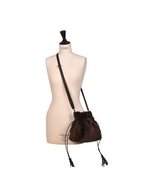 Owen Barry Black Sheepskin Crossbody Bag Chocolate