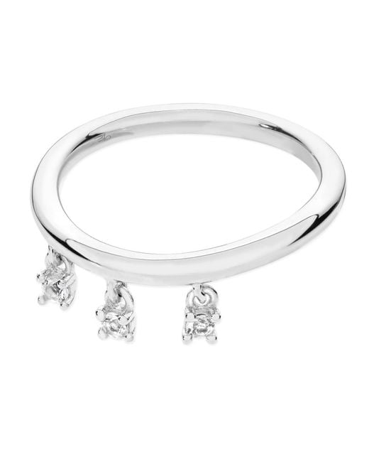 Lucy Quartermaine Metallic Solid Sterling Tri Skinny Drip Ring With Topaz