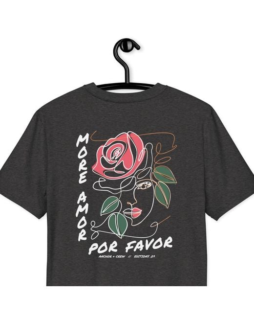 Anchor and Crew Black Heather Nine More Amor Por Favor Editions Organic Cotton T-Shirt for men