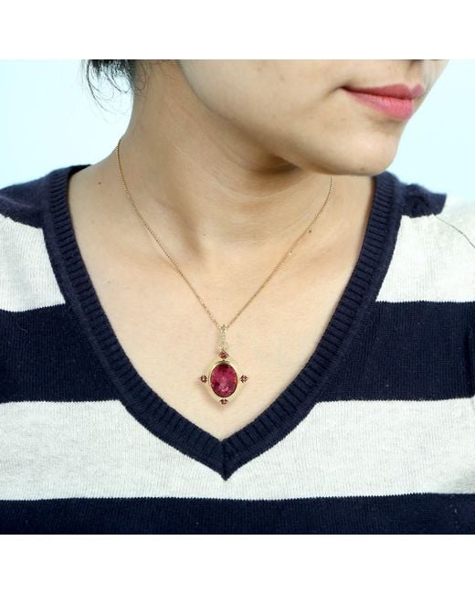 Artisan One Of Kind Oval Shape Pink Tourmaline With Diamond Statement Designer Pendant