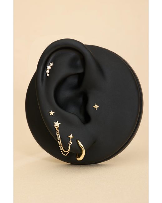 Vanhi Metallic 14K Solid Lab-Grown Diamond Double Chain Flat Back Stud