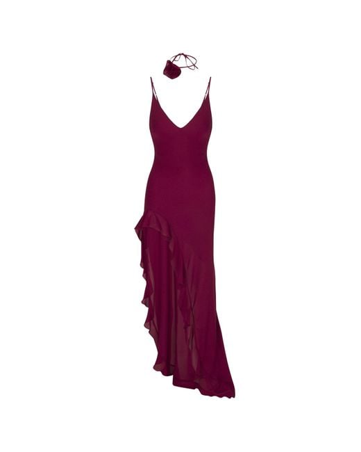 Delfi Collective Purple Lara Ruffle Burgundy Dress