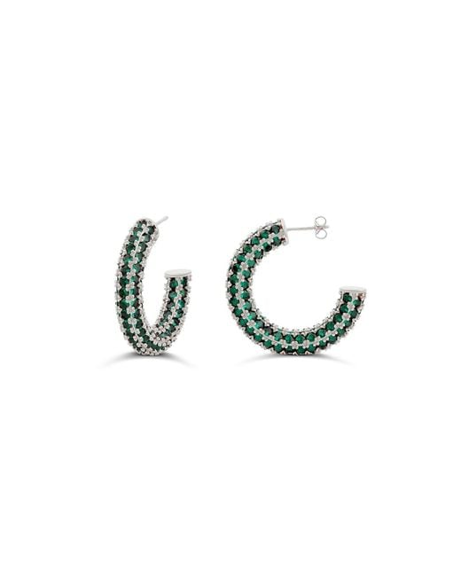 SHYMI Green Colored Crystal Pave Hoop Earrings