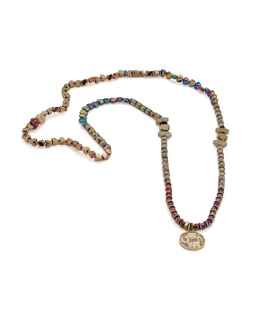 Ebru Jewelry Metallic Calming Hematite Protection Symbol Necklace