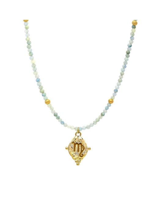 Seven Saints Metallic Virgo Gemstone Choker Necklace, Amazonite, Plated