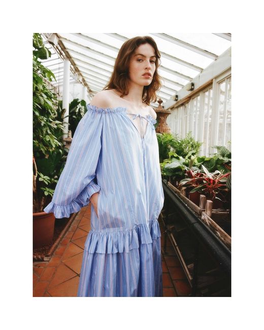 Lisa The Label Blue Le Jardin Blossom Puff Dress