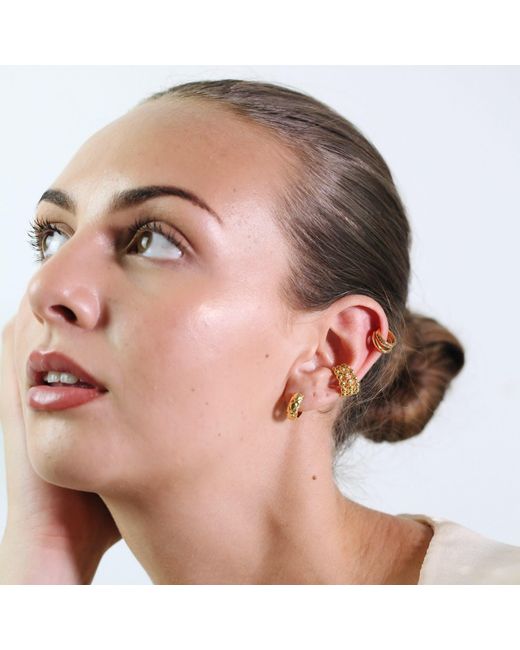 Miss Cecilia Metallic Quilted Huggie Hoop Earrings