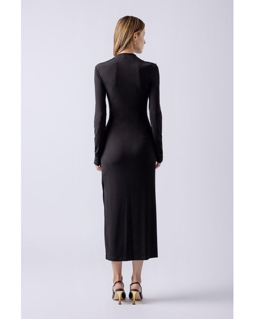 Lendrop Studios Black Yuna Tie Neck Midi Dress