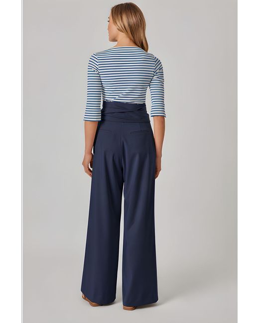 Marianna Déri Blue Wide-Leg Trousers With Tie Belt