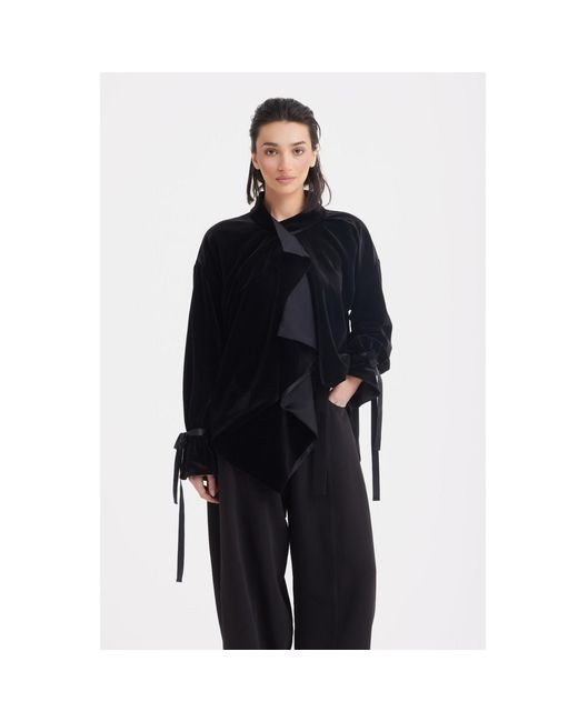 Julia Allert Black Evening Velvet Wrap Jacket With Silk Lining