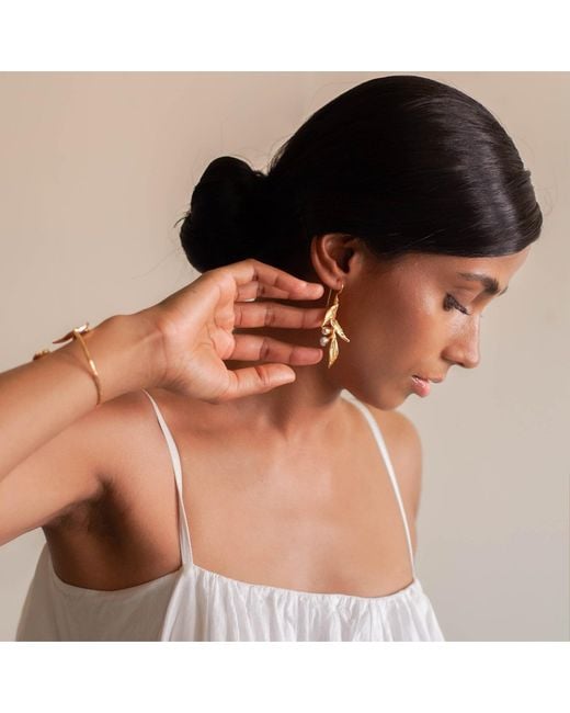 Dhwani Bansal Metallic Haya Earrings With Baroque Pearls