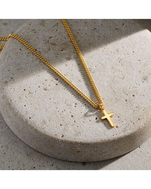 Posh Totty Designs Metallic Plated Small Cross Necklace for men