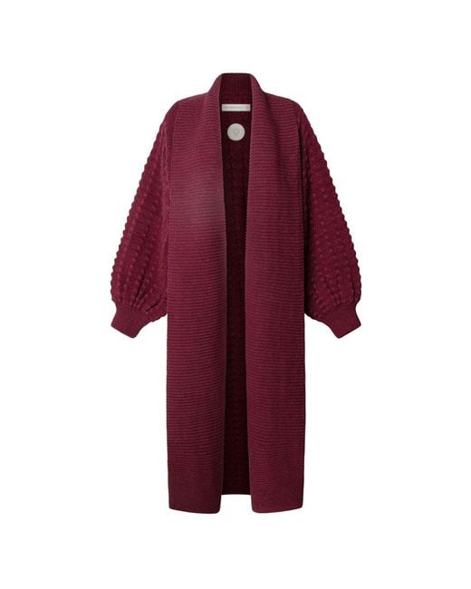 The Extreme Collection Red Burgundy Long Knit Cardigan Dominic