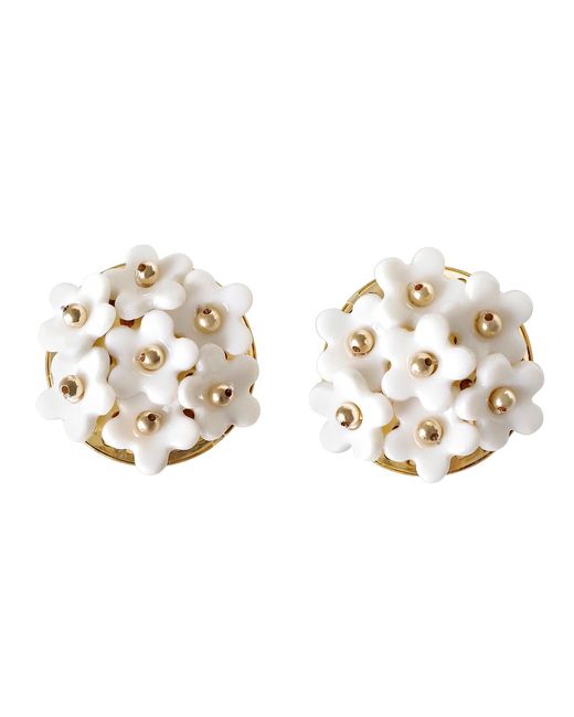 POPORCELAIN Metallic Mini Daisy Cluster Clip Earrings