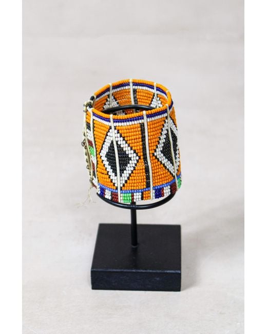 Botanical Boys Black Beaded Maasai Cuff Bracelet