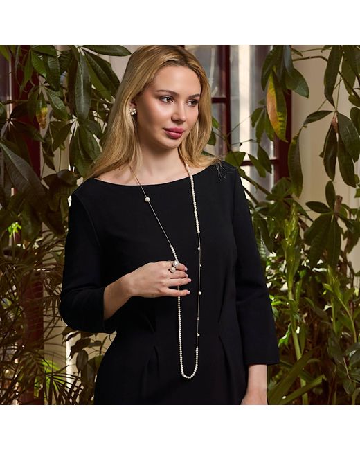 Corina Mardari Jewelry White Super Long Pearl Filled Necklace