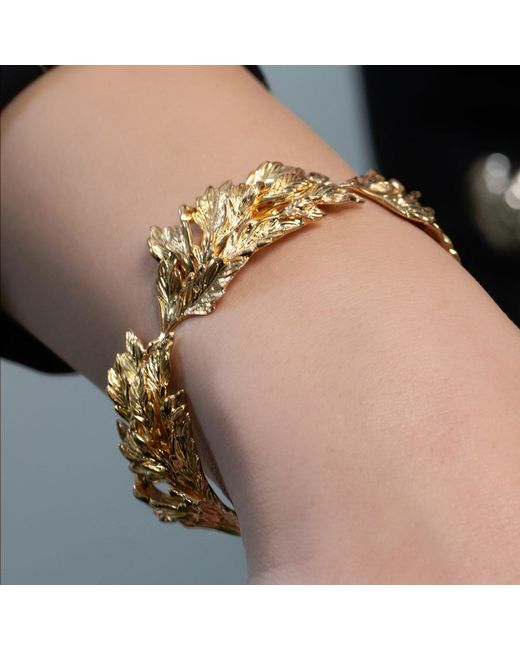 Unaloe Metallic Vermeil Leaf Bracelet With Botanical Design – Handmade Italian Jewelry