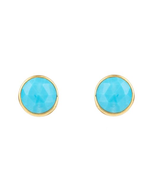 Latelita London Blue Medium Circle Stud Earrings Gold Turquoise