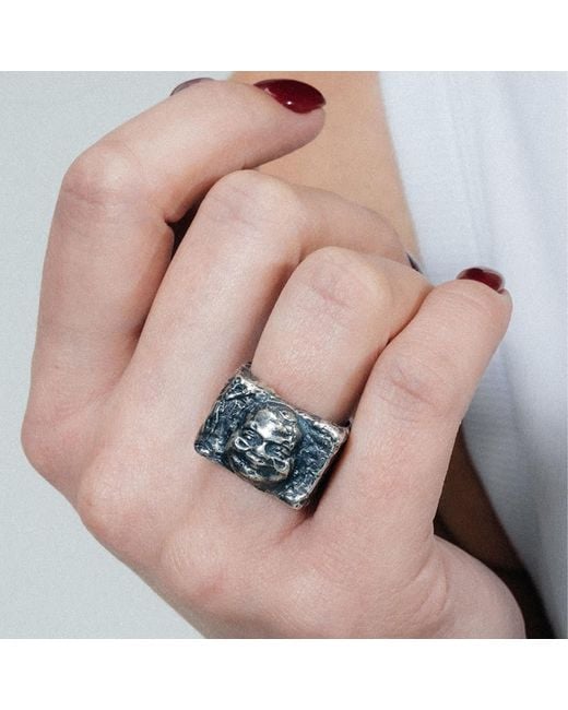 Moca Jewellery Gray Buddha Signet Ring