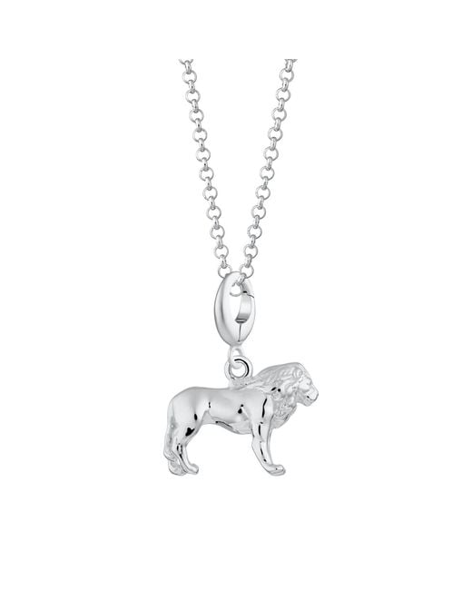 Lily Charmed Metallic Sterling Lion Charm Necklace