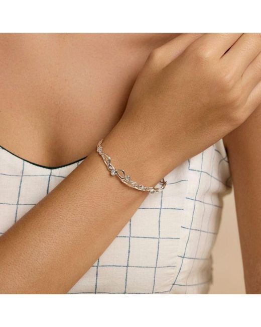 Isla Silver White Handmade Riviera Topaz & Pearl Hinged Bracelet