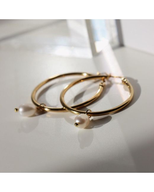FV Jewellery Metallic Steel Me Round Hoop & Pearl Earrings