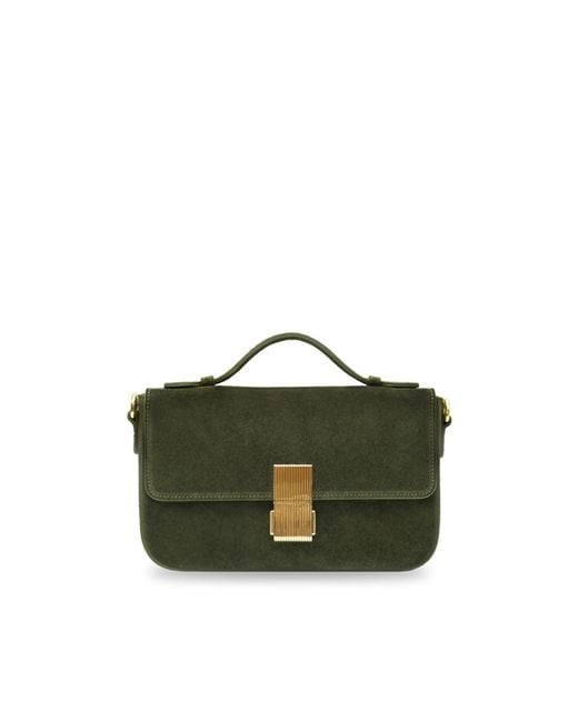 Apatchy London Green The Flora Suede Bag