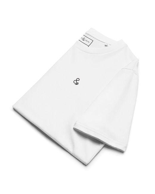 Anchor and Crew White Ampersand Signature Organic Cotton Embroidered T-Shirt for men