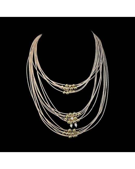 Nart Nature Making Art Metallic The Balls Layers Buriti Natural Fiber Necklace