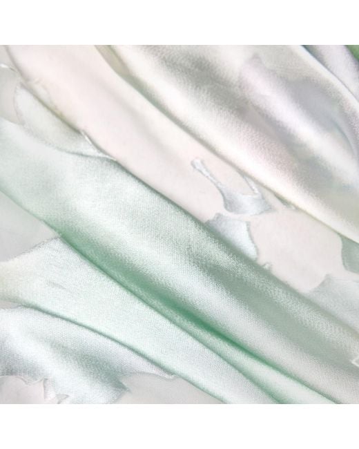 Asyii Multicolor Neutrals Printed Floral Devore Silk Square