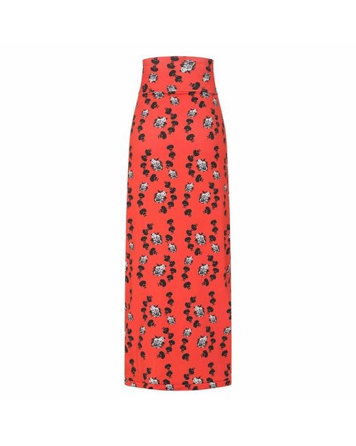 Sophie Cameron Davies Red Floral Maxi Jersey Skirt
