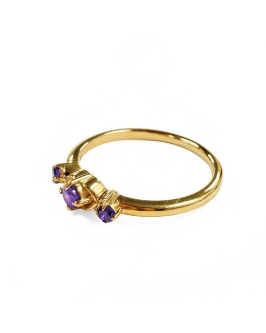 Belinda Jewelz Metallic Amethyst Vintage Triple Birthstone Ring