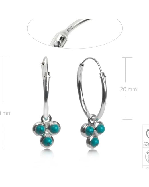 The Jewellery Store London Blue Hoop Earrings With Trilogy Charm
