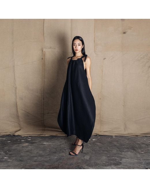 Bianca Popp Black Semiballoon Dress With Ribbons