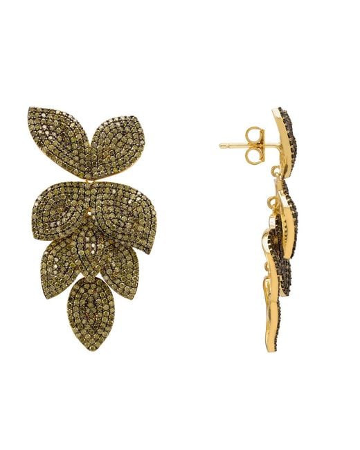 Latelita London Green Petal Cascading Flower Earrings Peridot Cz