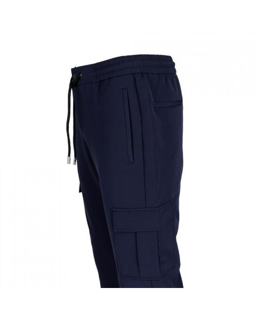DAVID WEJ Blue Ashford Drawstring Trousers With Cargo Pockets – for men