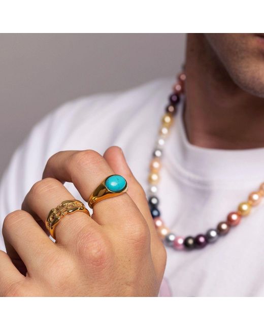Nialaya Metallic Cross Band Ring With Plating for men