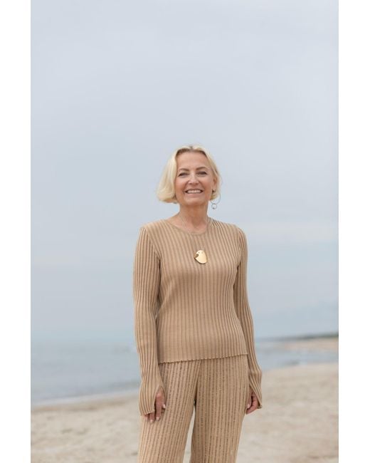 SALANIDA Natural Brera 100% Merino Long-sleeve Top Beige