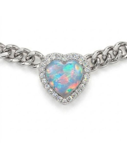 BLOOMTINE | Earth Angel HQ Blue Loves Frequency Mini Plated Fire Opal Heart Choker Necklace