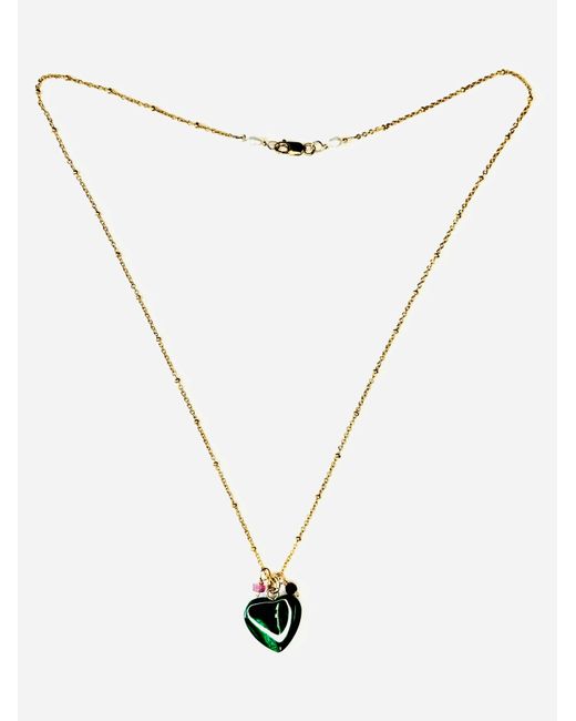 Lexi Jewelry Metallic Malachite Heart Necklace