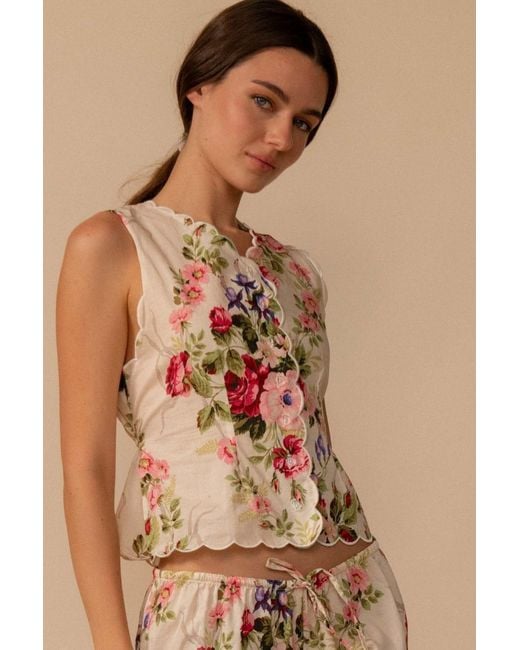 Montce Brown Bouquet Scalloped Vest