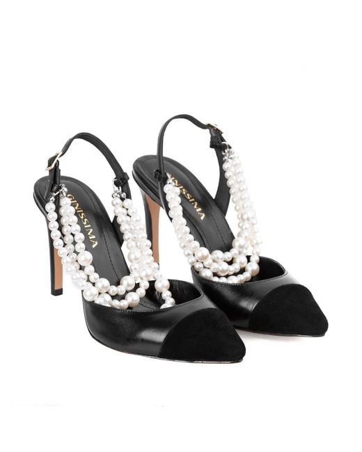 Ginissima Black Alice Pearl Natural Leather Shoes
